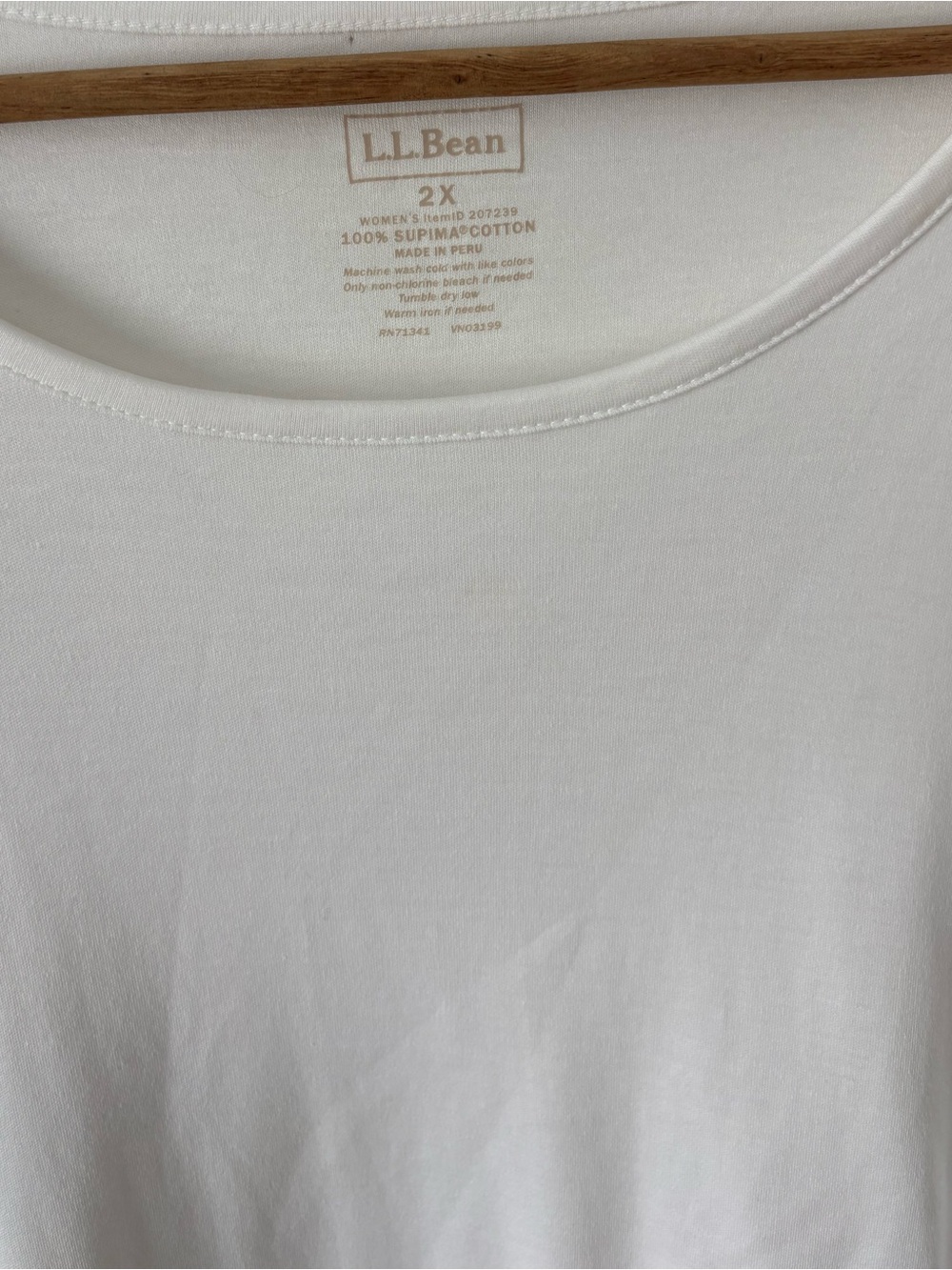 L.L.Bean Supima Cotton Long Sleeve Tee Shirt Size 2X White Soft Essential Comfy - Picture 4 of 7